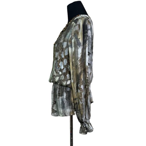 Mushka by Sienna Rose sheer embellished V-Neck Long Sleeve Blouson size S - Picture 8 of 15